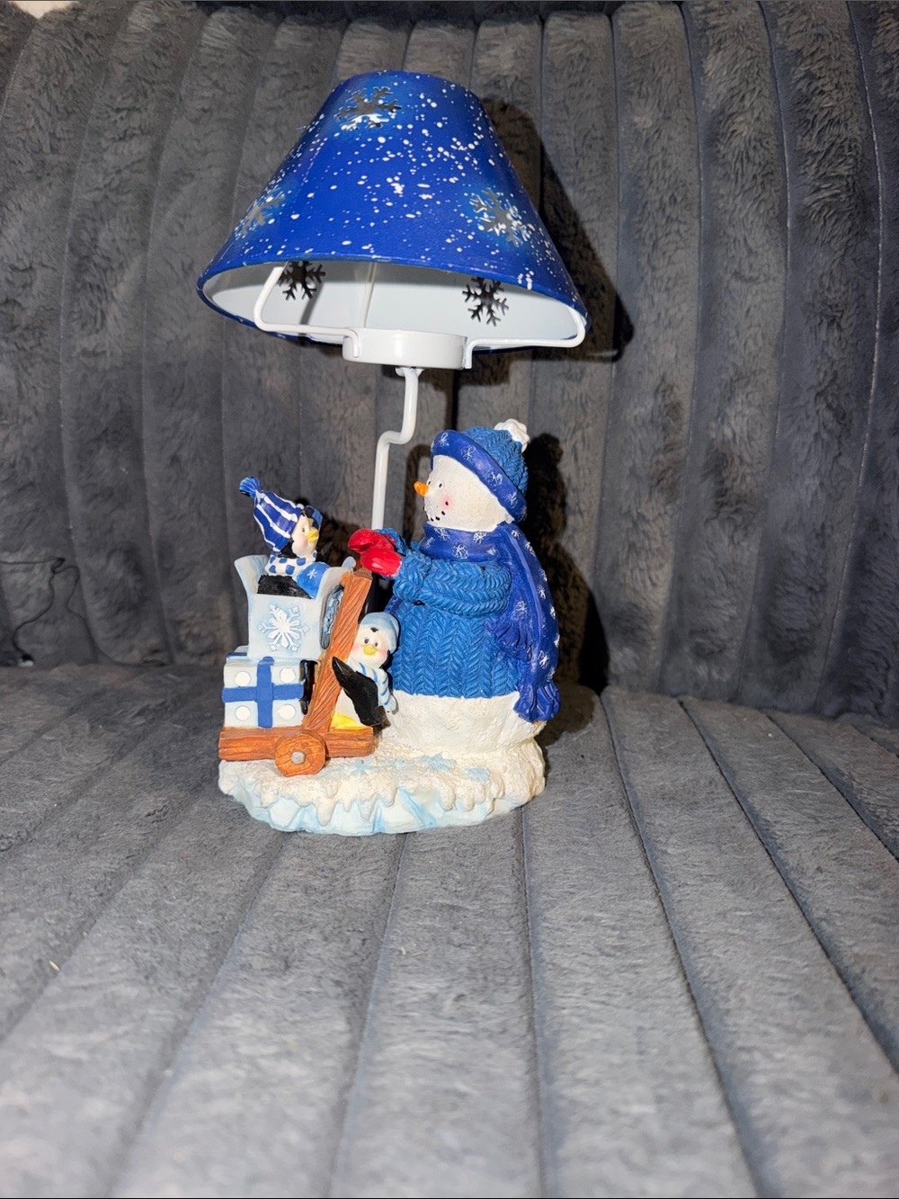 Blue Snowman Holiday Table Lamp - Festive Winter Accent